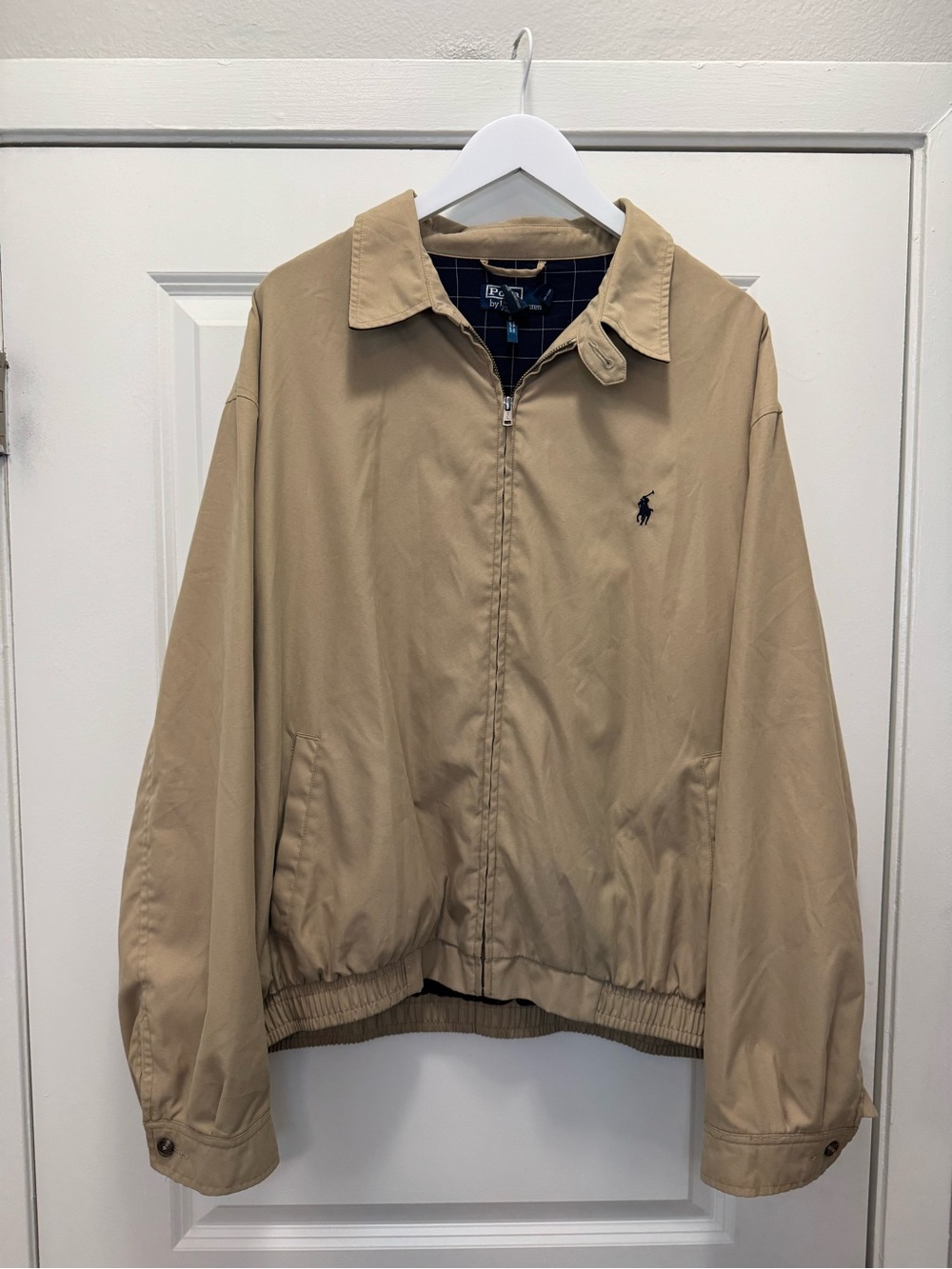 Vintage Polo Ralph Lauren Harrington Tan Navy Jacket
